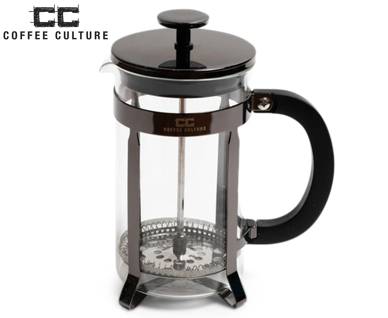 Coffee Culture 22cm/1L French Press Glass Tea/Coffee Plunger/Maker/Brewer Black