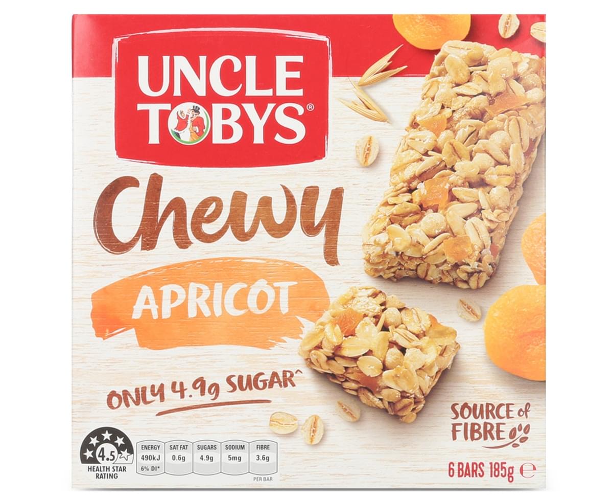 3 x 6pk Uncle Tobys Chewy Muesli Bar Apricot 185g | Catch.com.au