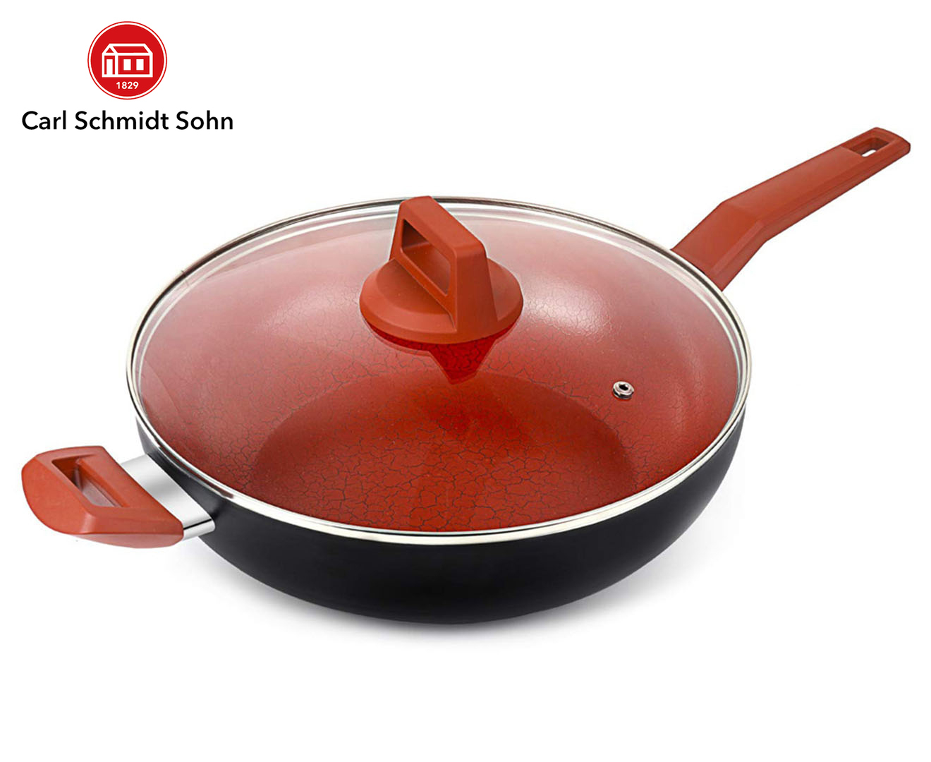 Schmidt 30cm Red Sohn - Wok Michelangelo Carl w/ Lid Crackle