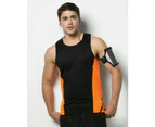 Gamegear® Mens Cooltex® Sports Sleevless Vest Top / Mens Sportswear (Black/Fluorescent Orange) - BC433