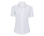 Russell Collection Ladies/Womens Short Sleeve Easy Care Oxford Shirt (White) - BC1024