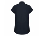 Russell Collection Ladies Cap Sleeve Polycotton Easy Care Fitted Poplin Shirt (French Navy) - BC1019