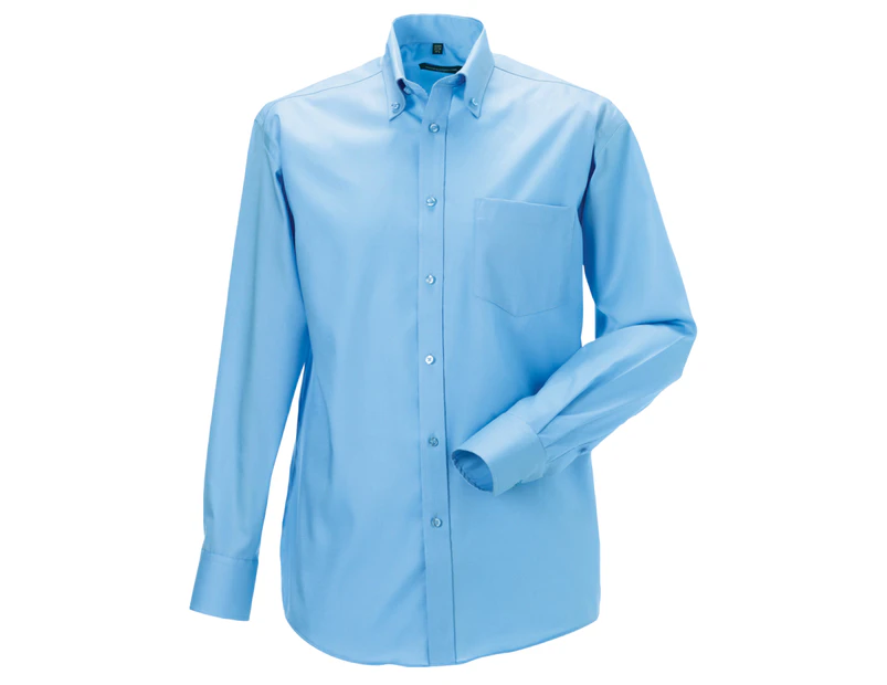 Russell Collection Mens Long Sleeve Ultimate Non-Iron Shirt (Bright Sky) - BC1035