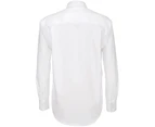 B&C Mens Oxford Long Sleeve Shirt / Mens Shirts (White) - BC105