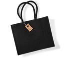 Westford Mill Classic Jute Shopper Bag (21 Litres) (Black/Black) - BC1542