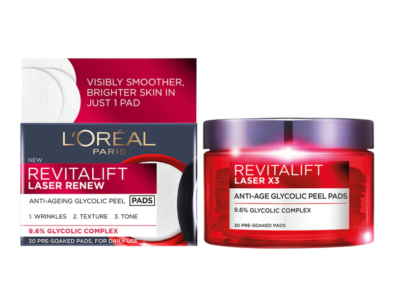 L'Oréal Revitalift Laser Renew Anti-Ageing Glycolic Peel Pads 30pk