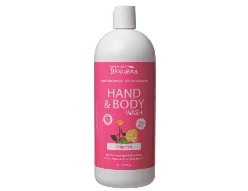 Australian Biologika Organic Citrus Rose Hand & Body Wash 1L (VALUE Pack)