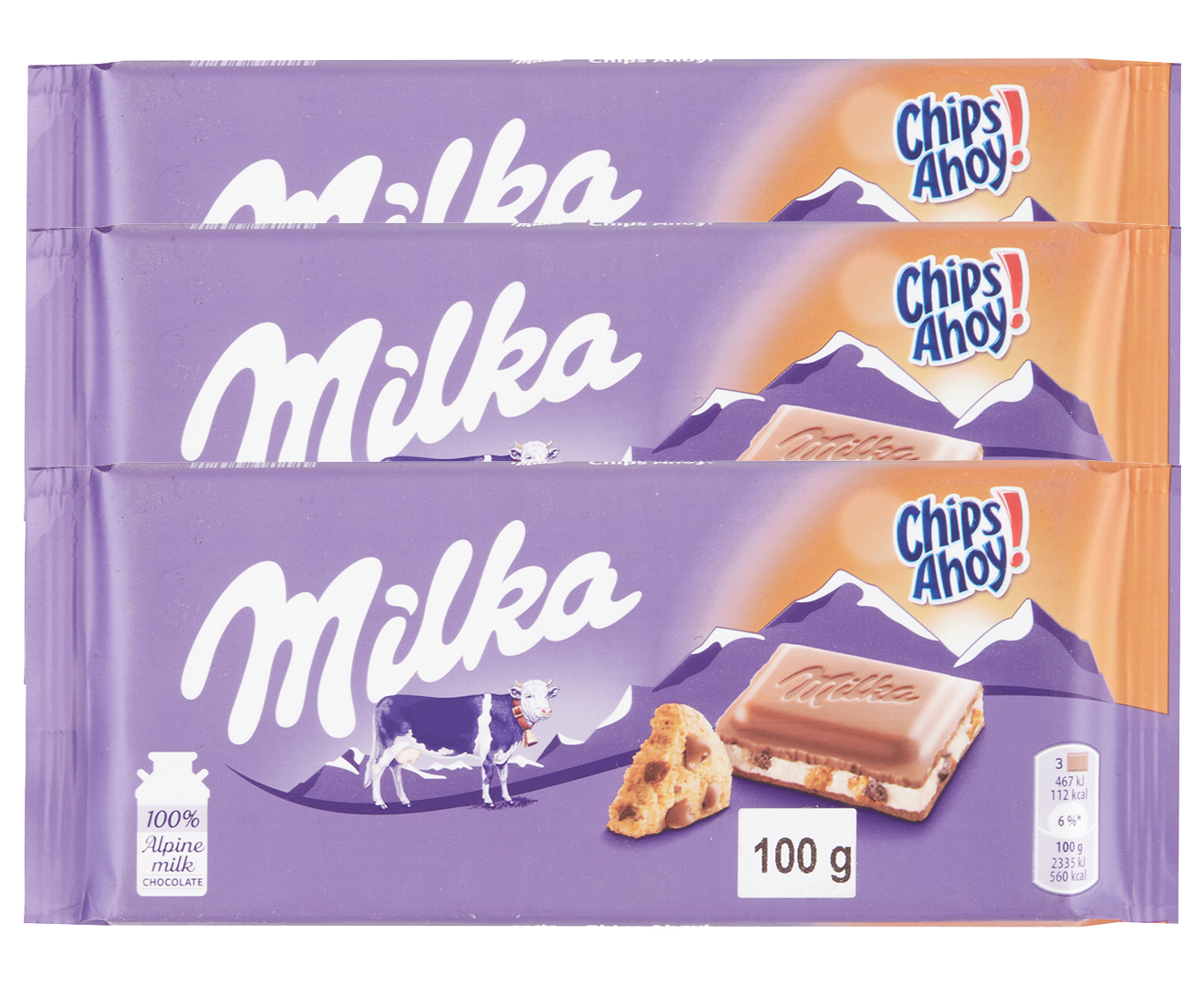 Pack of 3 Milka Chips Ahoy! 100g