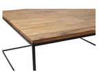 Ava Square Coffee Table with Mango Wood Top and Iron Legs - Natural/Black - 90x90x40cm - 12.50kg