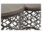 Set of 2 Taj Iron Cutwork Side Table - Bronze/Charcoal- 40/34x40/34x47/42cm - 6.5kg