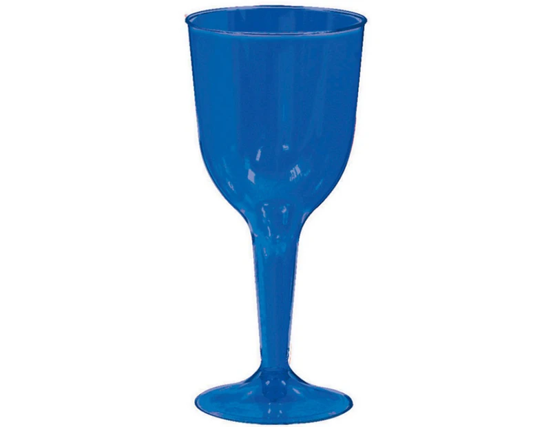 Royal Blue Disposable Plastic Wine Glasses Pack of 18 - Royal Blue