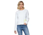 Calvin Klein Jeans Women's Boxy Crew Neck Sweater - Bright White/Safety Yellow