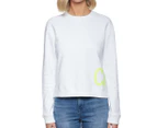 Calvin Klein Jeans Women's Boxy Crew Neck Sweater - Bright White/Safety Yellow