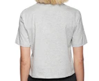 Calvin Klein Jeans Women's Monogram Embroidered Cropped Tee / T-Shirt / Tshirt - Light Grey Heather