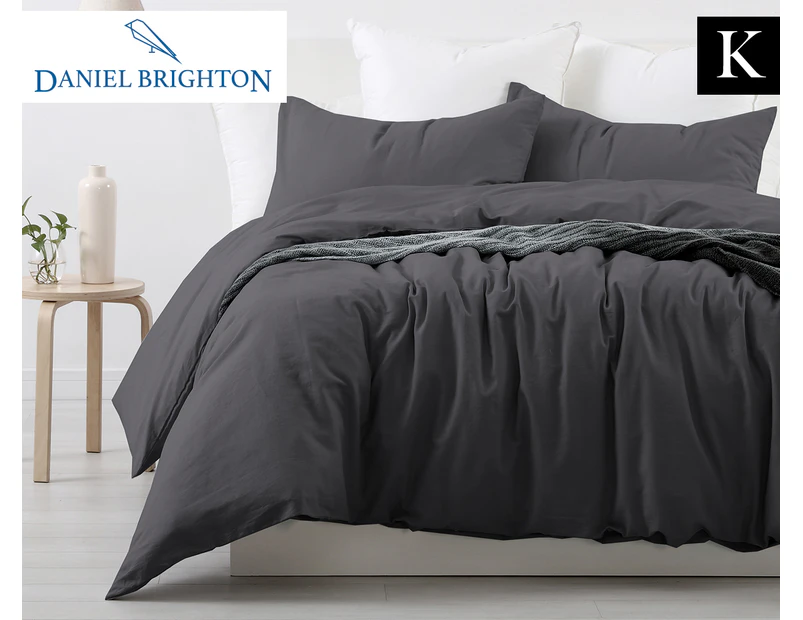 Daniel Brighton Esplanade King Bed Linen Cotton Quilt Cover Set - Charcoal