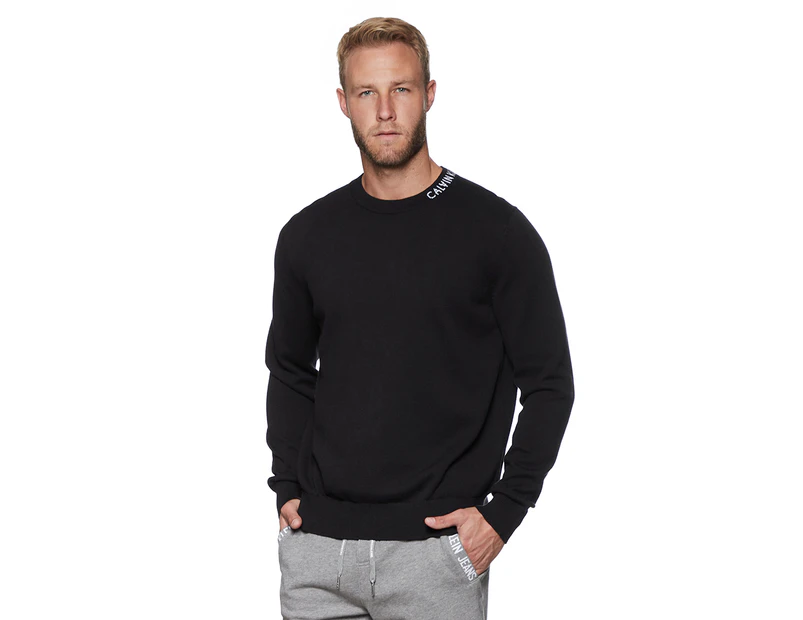 Calvin Klein Jeans Men's Monogram Logo Cotton Sweater - Black