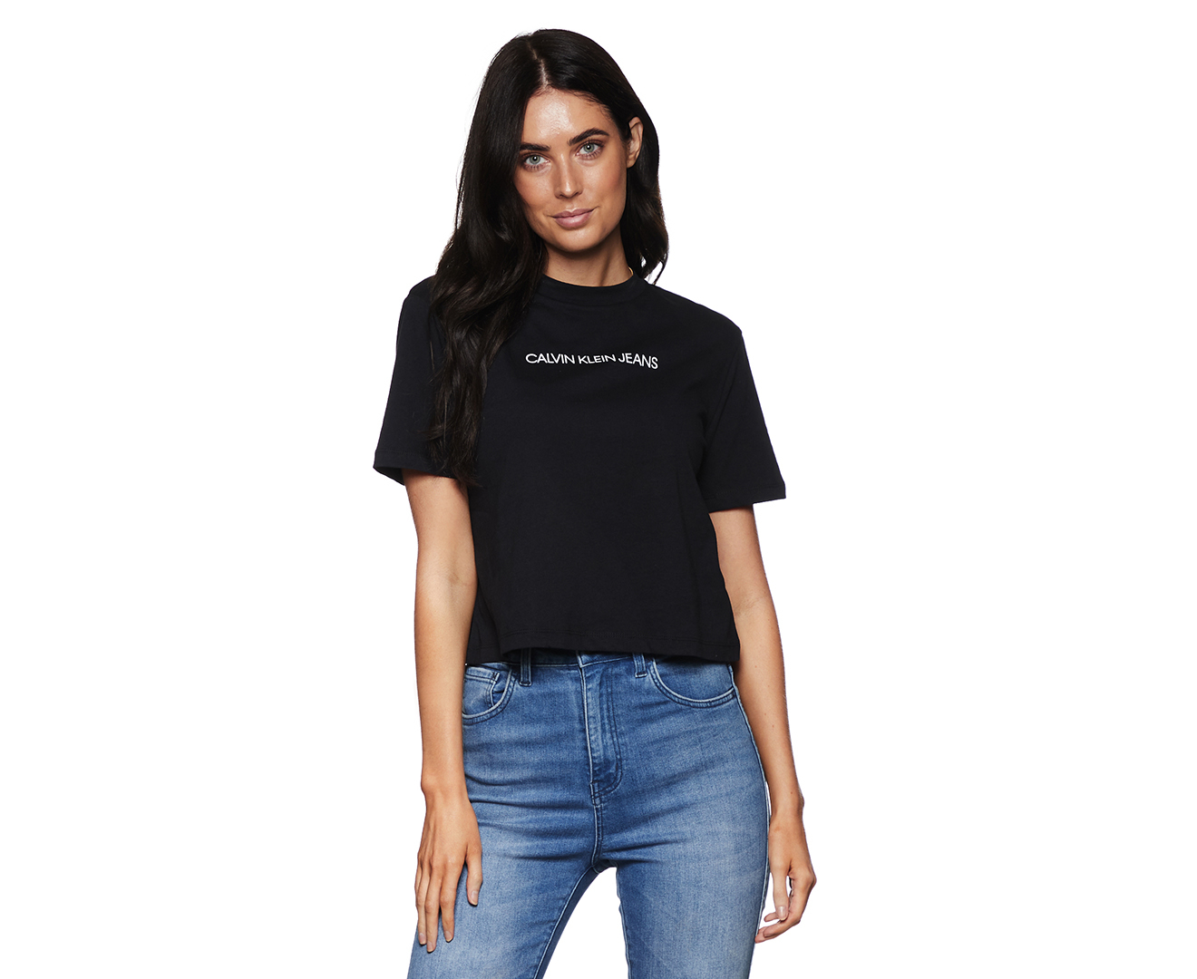 Calvin Klein Jeans Women's Shrunken Institutional Cropped Tee / T-Shirt ...