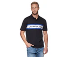 Calvin Klein Jeans Men's Chest Stripe Institute Polo Tee / T-Shirt / Tshirt - Black/White