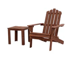Outdoor Chair Folding Beach Camping Chairs Table Set Wooden Adirondack Lounge Brown Gardeon