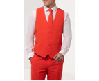 d/Spoke Mens Chilli Red Vest Regular Fit 4 Button Novelty Party