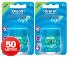 2 x Oral-B Satin Tape Dental Floss Mint 25m