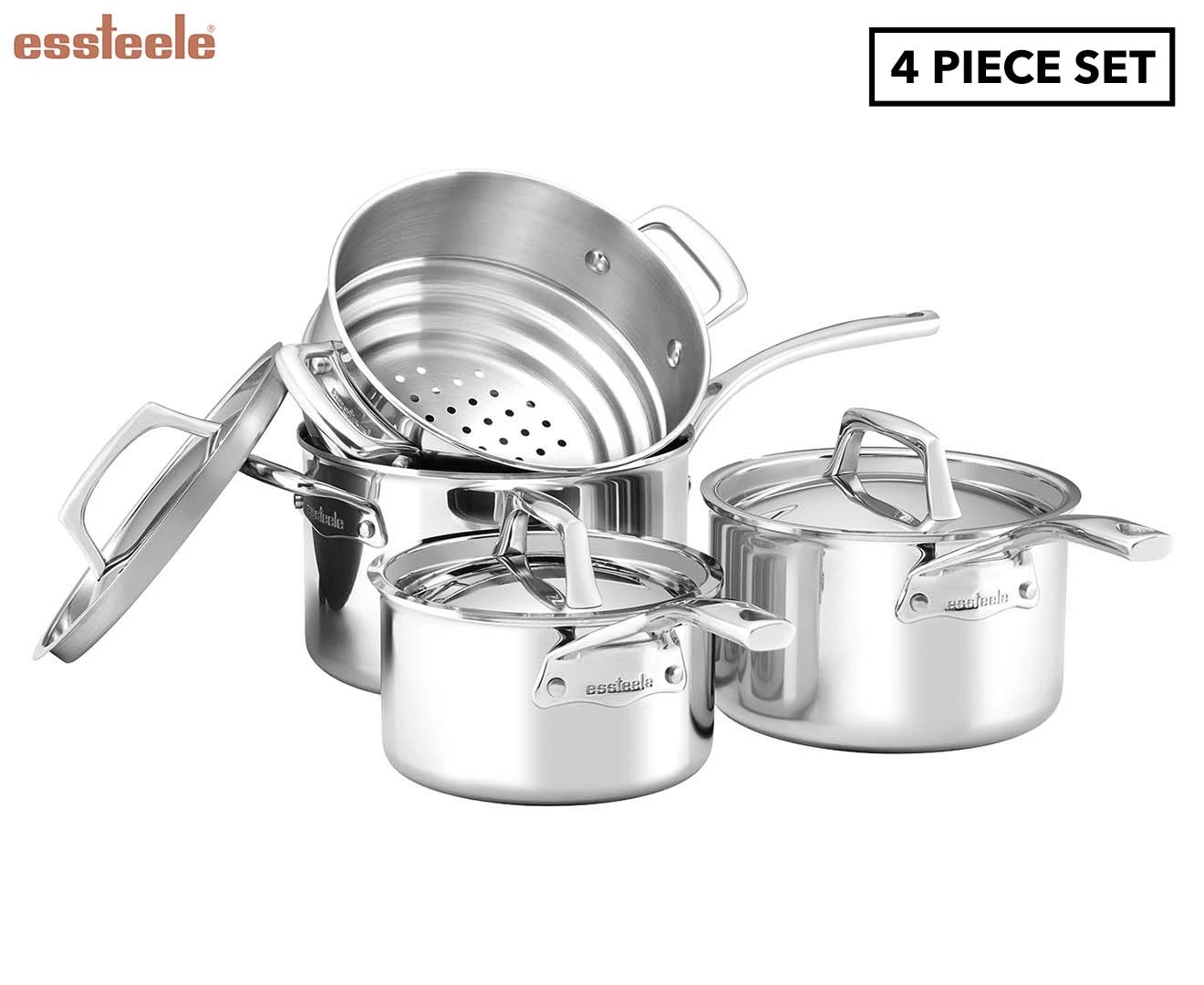 Essteele 4-Piece Per Sempre Stainless Steel Cookware Set