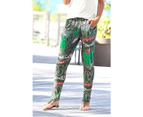Womens Urban Beach Pants Green Print