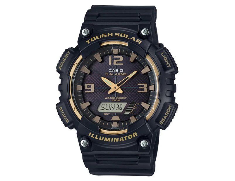 Casio Men's 52mm AQS810W-1A3 Tough Solar Resin Watch - Black/Gold