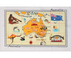 Australia Australian Souvenir Tea Towels 100% Cotton Linen Weave Flag Map Gift - Map - B