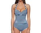Jets Women's Halter Neck Striped One-Piece Swimsuit - Ink/Chambray/White