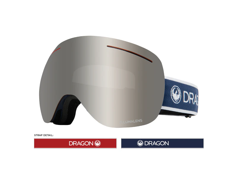Dragon 2020 X1 Designer Black w/ Silver Ion LumaLens + Flash Blue LumaLens