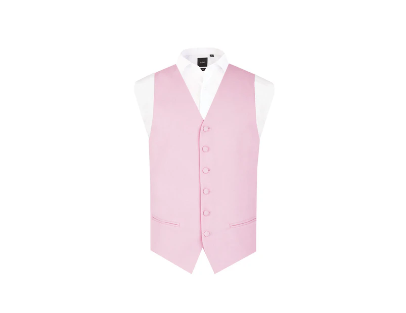 Dobell Mens Pastel Pink Morning Suit Wedding Vest Regular Fit Single Breasted