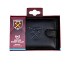 West Ham United FC Mens Official RFID Embossed Leather Wallet (Black) - SG15695