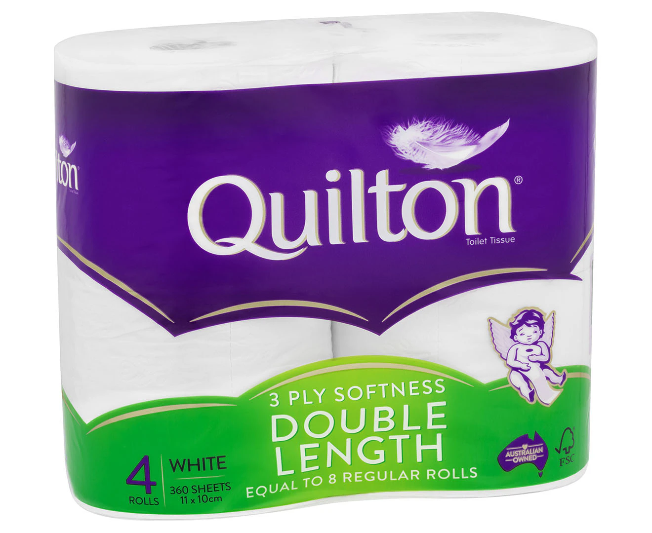 Quilton Double Length Toilet Tissue Paper Rolls 4pk