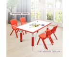 120x60cm Kids Red Whiteboard Drawing Activity Table & 4 Red Chairs Set