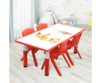 120x60cm Kids Red Whiteboard Drawing Activity Table & 4 Red Chairs Set