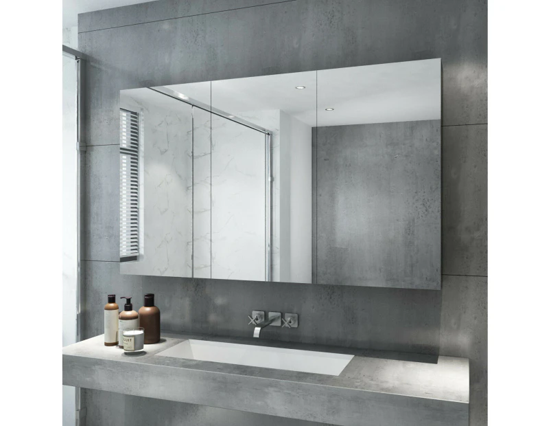 Bathroom Mirror Cabinet Vanity Stainless Steel Shaving Storage 1200x720mm