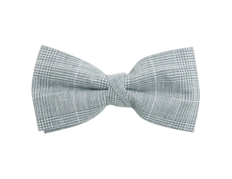 Dobell Mens Prince Of Wales Check Linen Bow Tie Pre-Tied