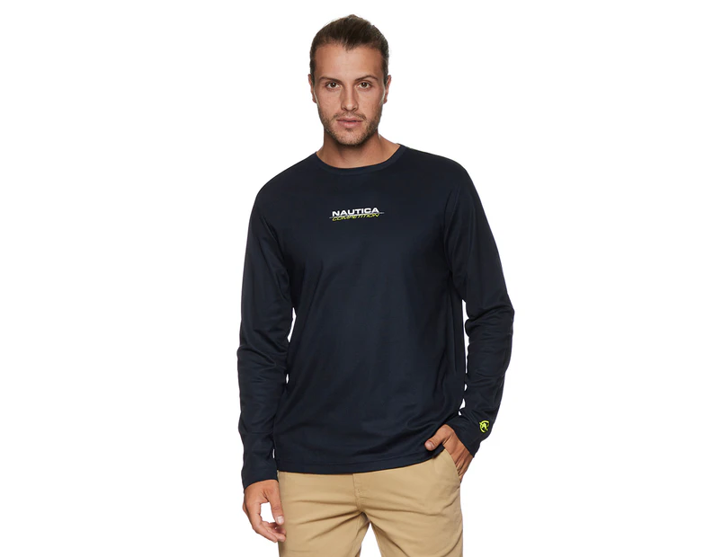 Nautica Men's Competition Cooling Long Sleeve Tee / T-Shirt / Tshirt - Navy