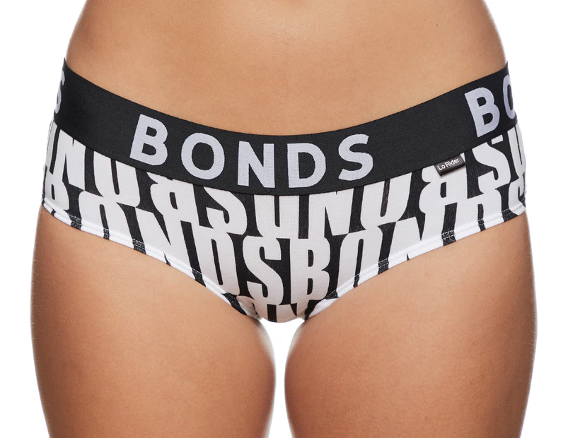 Bonds Women's Logo Lo-Rider Brief - Black/White Print