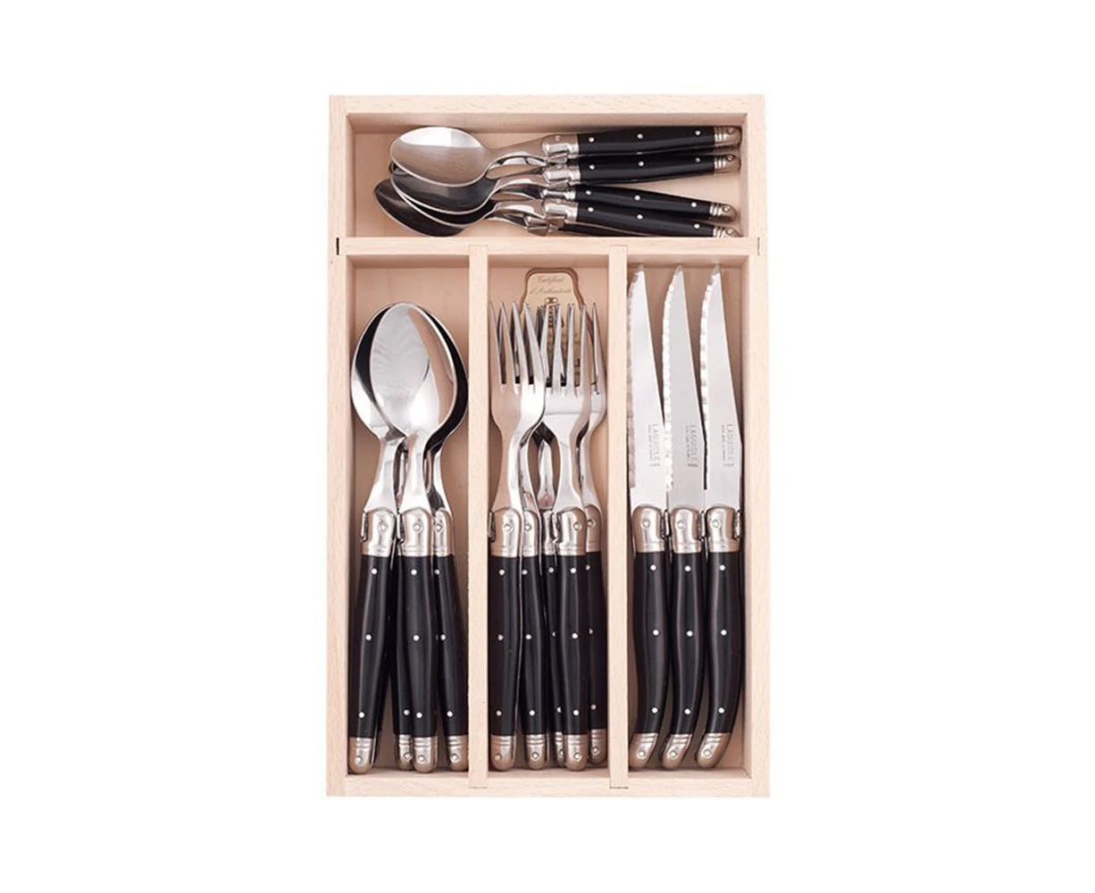 Debutant Black / Stainless Steel 24 Pc Cutlery Set