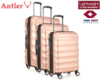 Antler 3-Piece Juno Metallic DLX Hardcase Luggage/Suitcase Set - Rose Gold