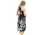 Azura Exchange Fall In Love With Floral Print Boho Dress In Black