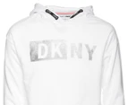 DKNY Youth Girls' Jacquard Logo Elastic Hoodie - Bright White