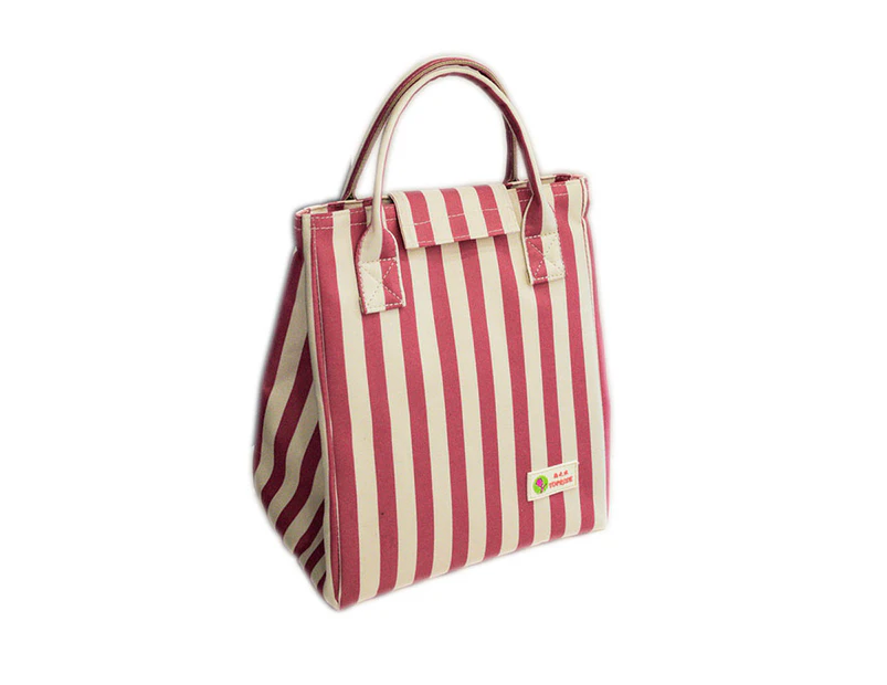Sanne Multi-functional Stripe Lunch Tote Bag Lunch Bag - Red