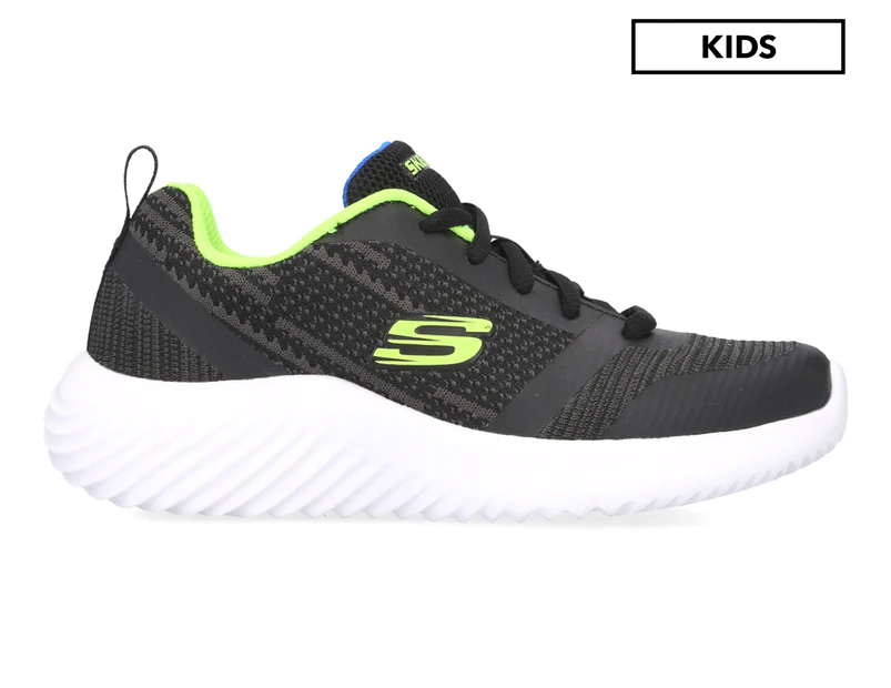Skechers Kids' Bounder Sneakers - Black/Blue/Lime