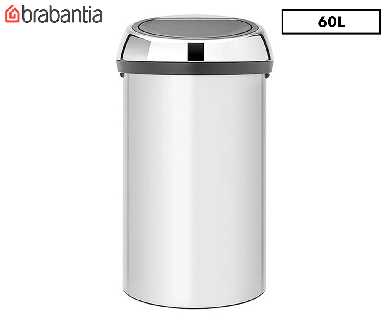 Brabantia 60L Touch Bin - Metallic Grey