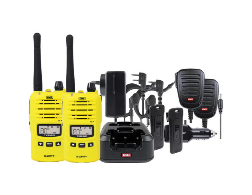 TX6160YTP GME 5W 80Ch UHF Handheld Radio Yellow Twin Pack - GME