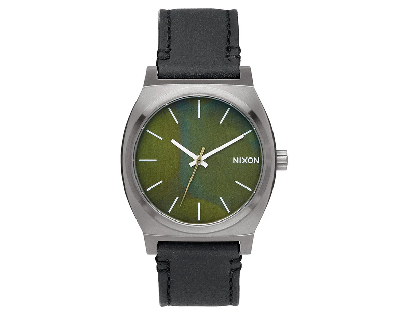 Nixon Men's 37mm Time Teller Leather Watch - Gunmetal/Green Oxide