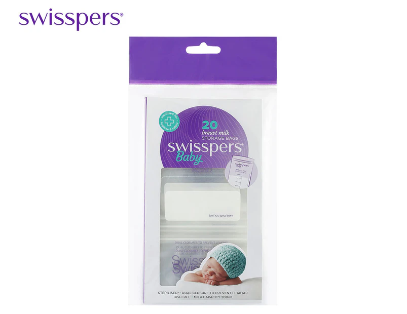 20pk Swisspers Baby Breast Milk Storage Bags